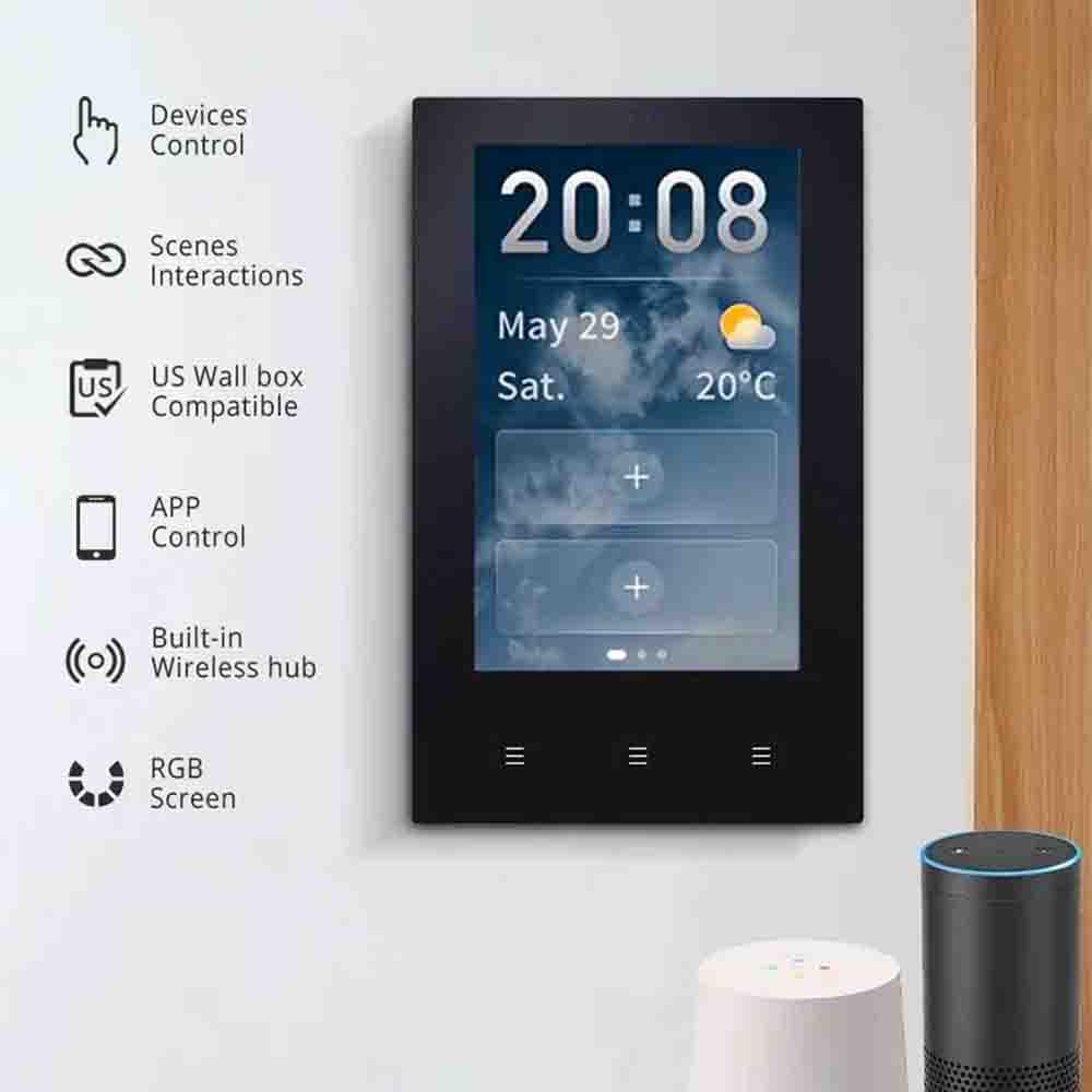 Controlador empotrable negro pantalla touch Zigbee