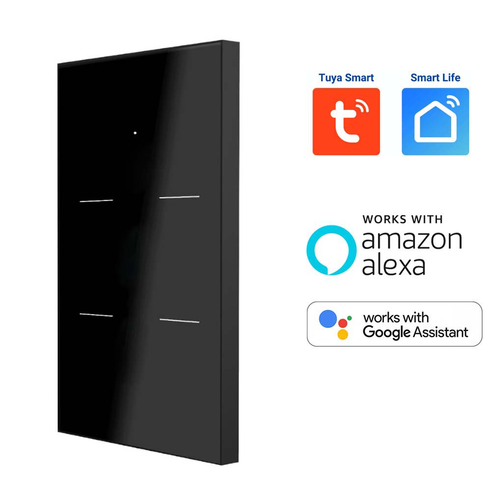 Interruptor WiFi 4 vías negro compatible c/Alexa y Google
