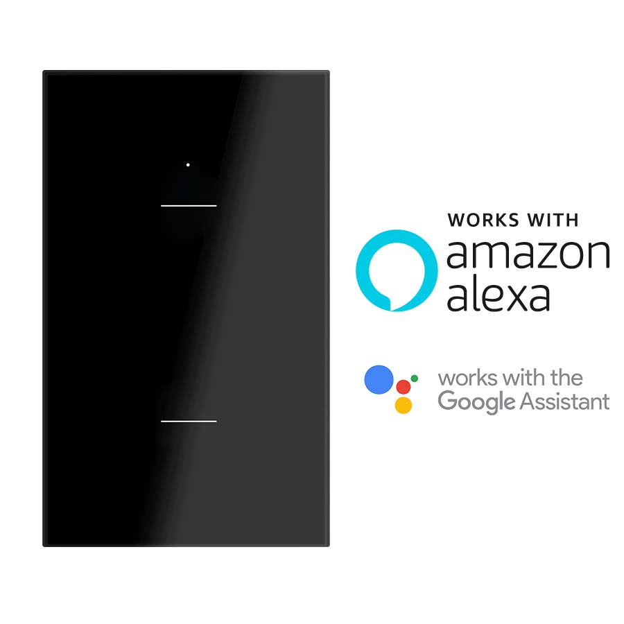 Interruptor WiFi doble negro compatible c/Alexa y Google