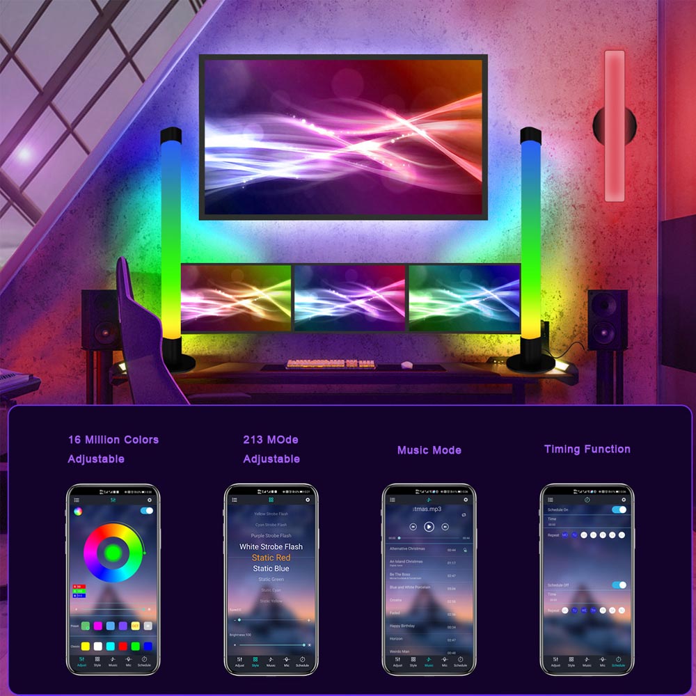 Set x2 lamparas led RGB c/ sincronización de música y BT