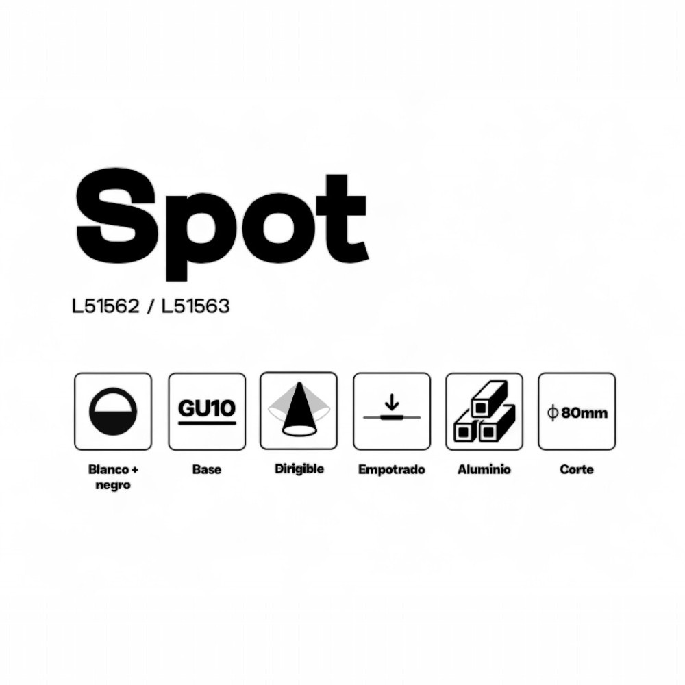 ODB empotrable tipo spot negro redondo para GU10 Ø90mm