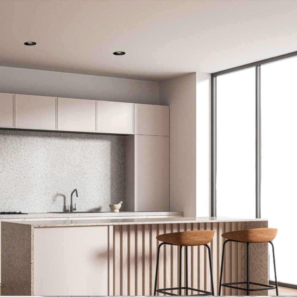 ODB empotrable hundido fijo negro redondo para GU10 Ø82mm