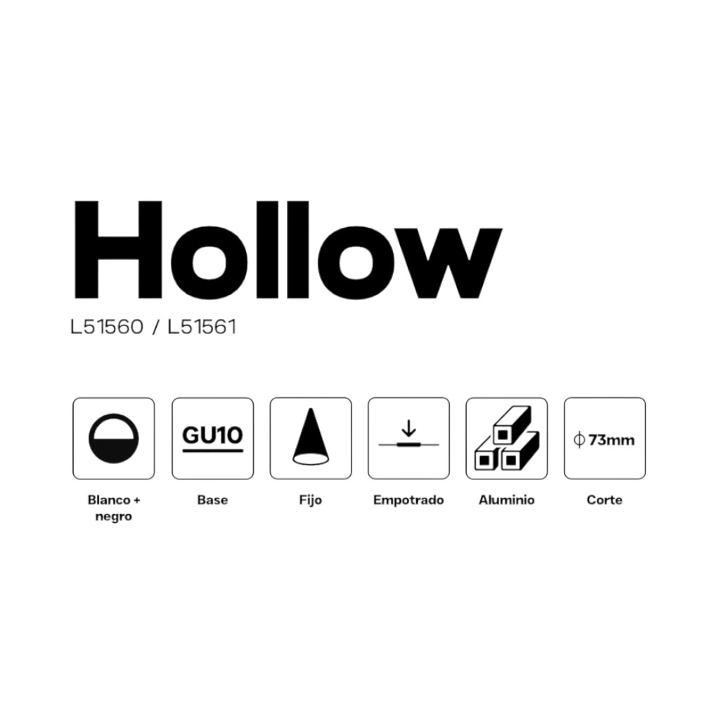 ODB empotrable hundido fijo blanco redondo para GU10 Ø82mm