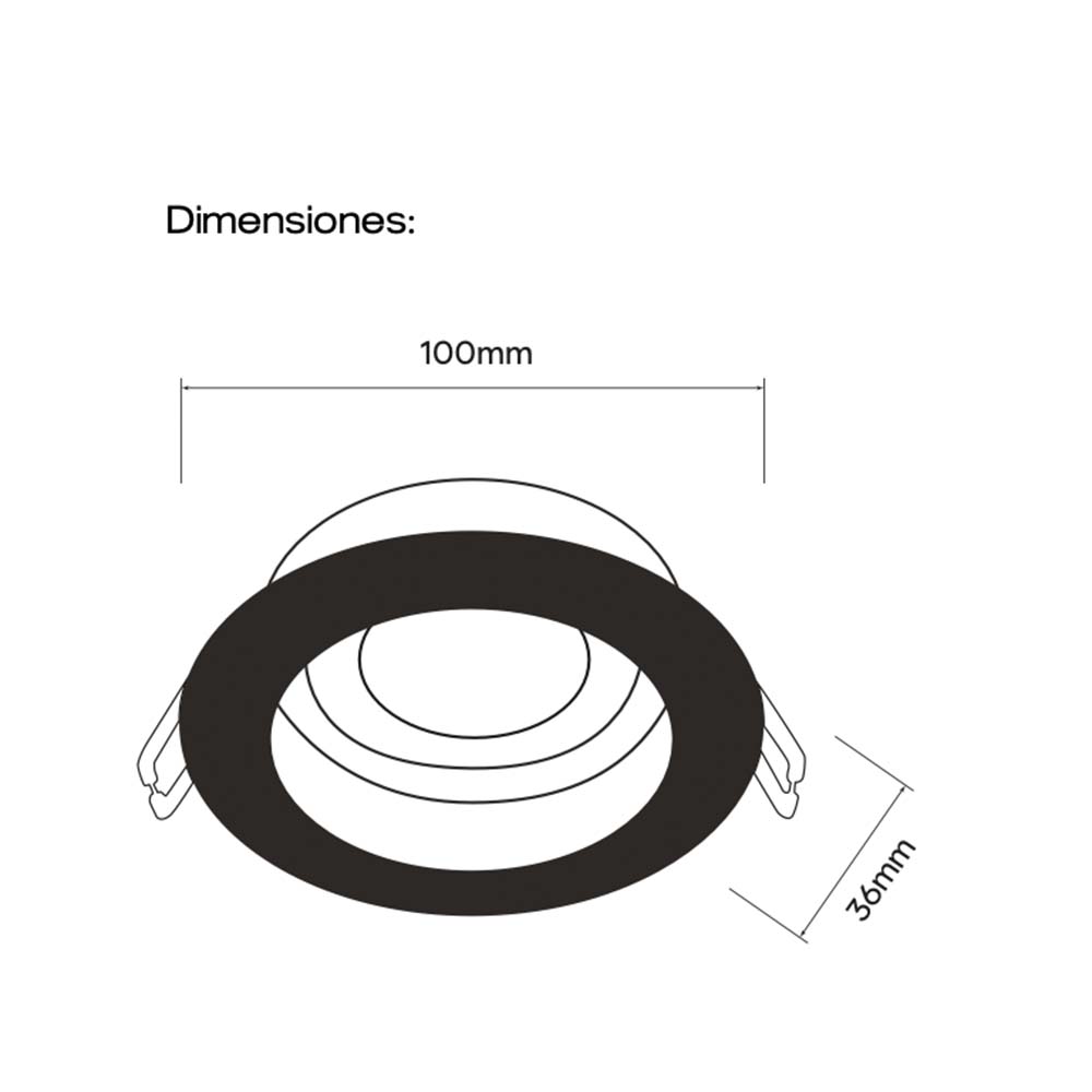 ODB empotrable Trim redondo blanco/negro para GU10 Ø100mm