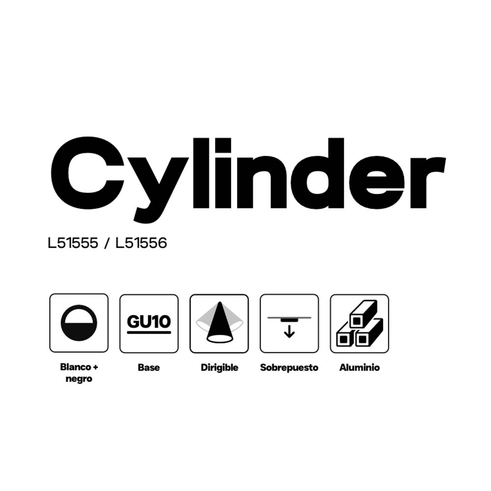 ODB sobrepuesto Cylinder redondo negro para GU10 Ø80mm