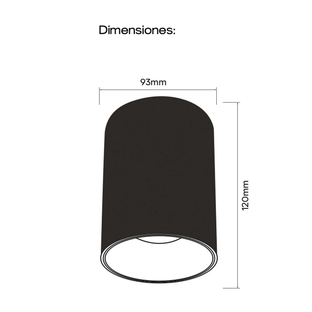 ODB sobrepuesto fijo redondo Tube blanco para GU10 Ø93mm
