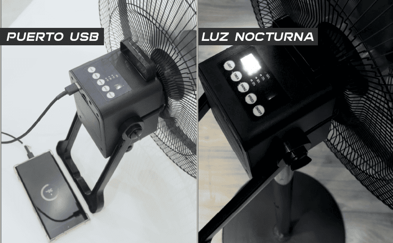 Ventilador recargable 5 en 1 de 16'' Fanhouse negro