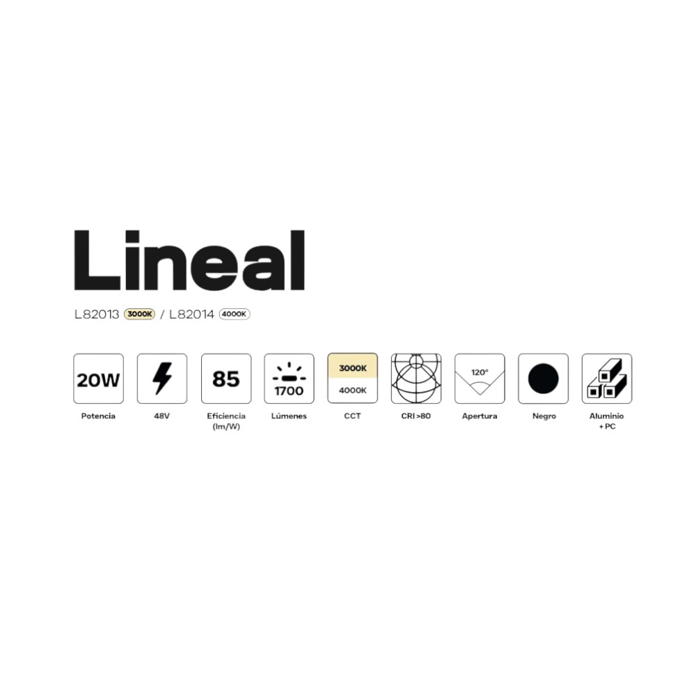 Luminaria led magetica Lineal Track 600 20W 3000K