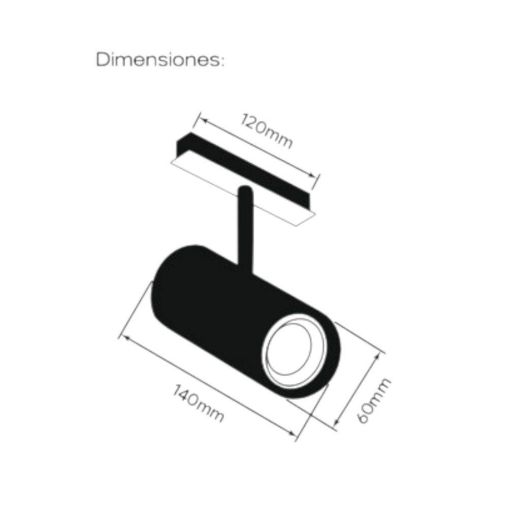 Spot led negro para Track magnetico 7W 4000K Ø35mm