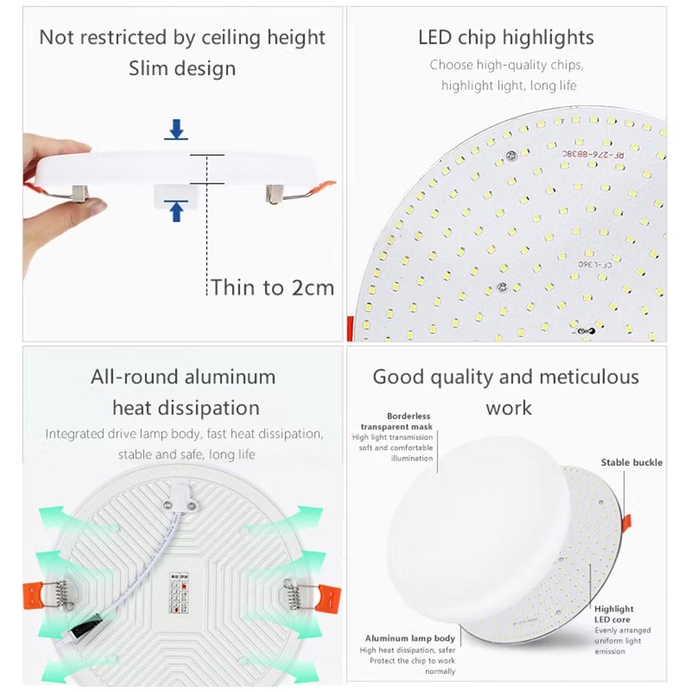 ODB Frameless redondo blanco 18W 6500K Ø120mm