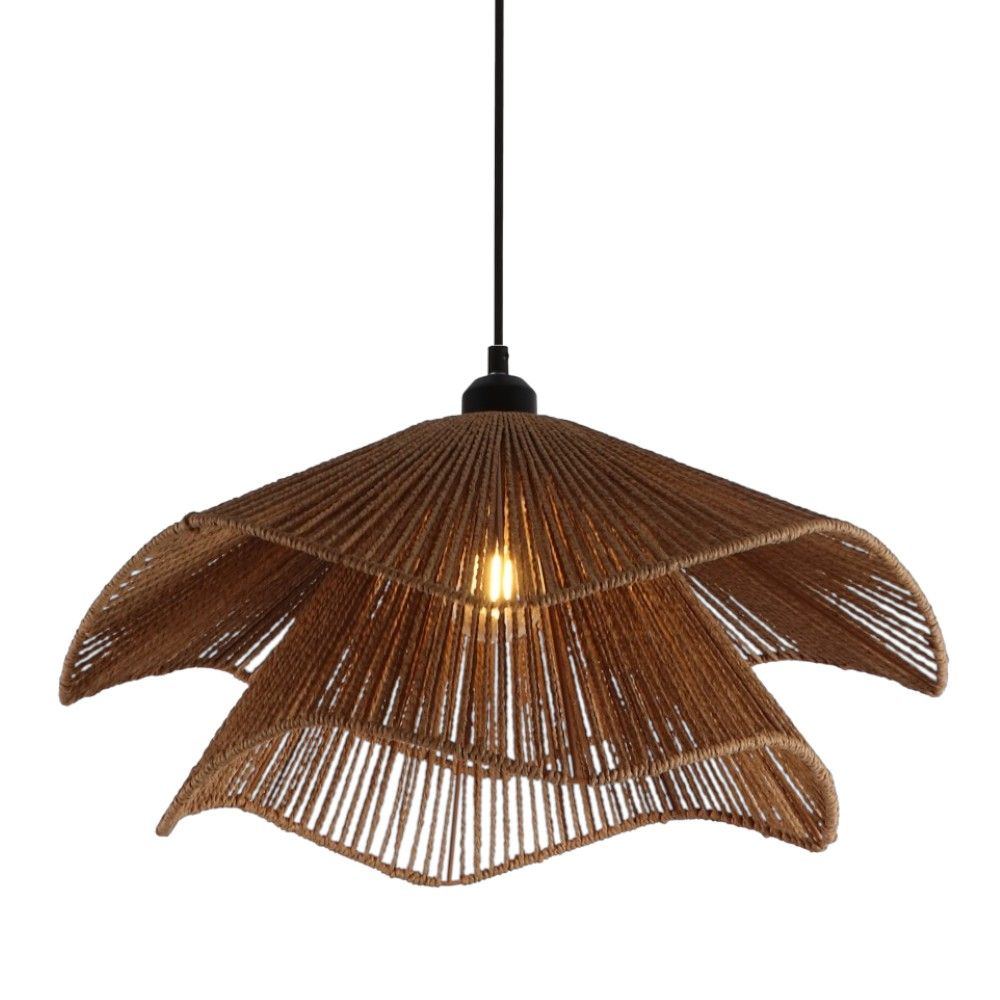 Lámpara colgante E27 Twine de ratán café claro
