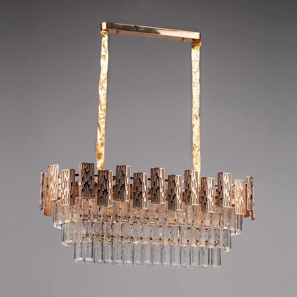 Lámpara colgante Theoroda dorada con cristales 15L