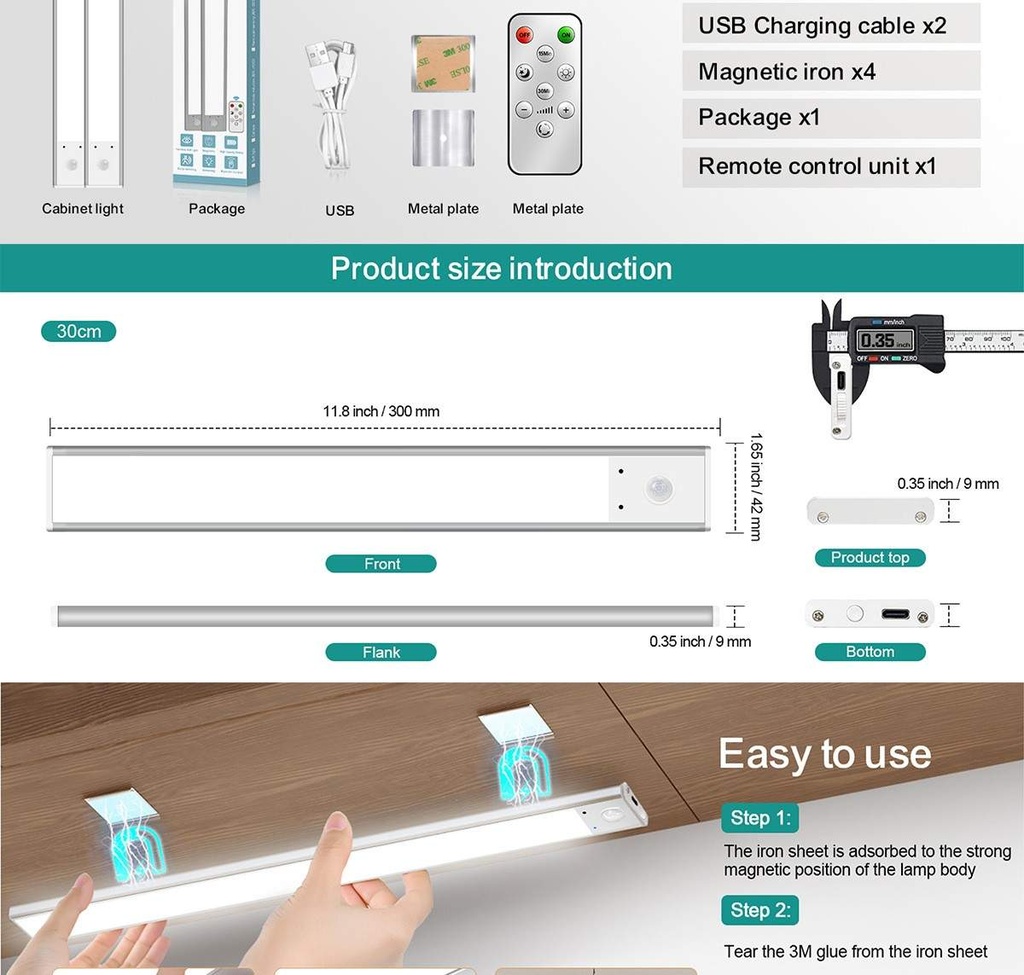 Luminaria recargable 3CCT con sensor movimiento + control