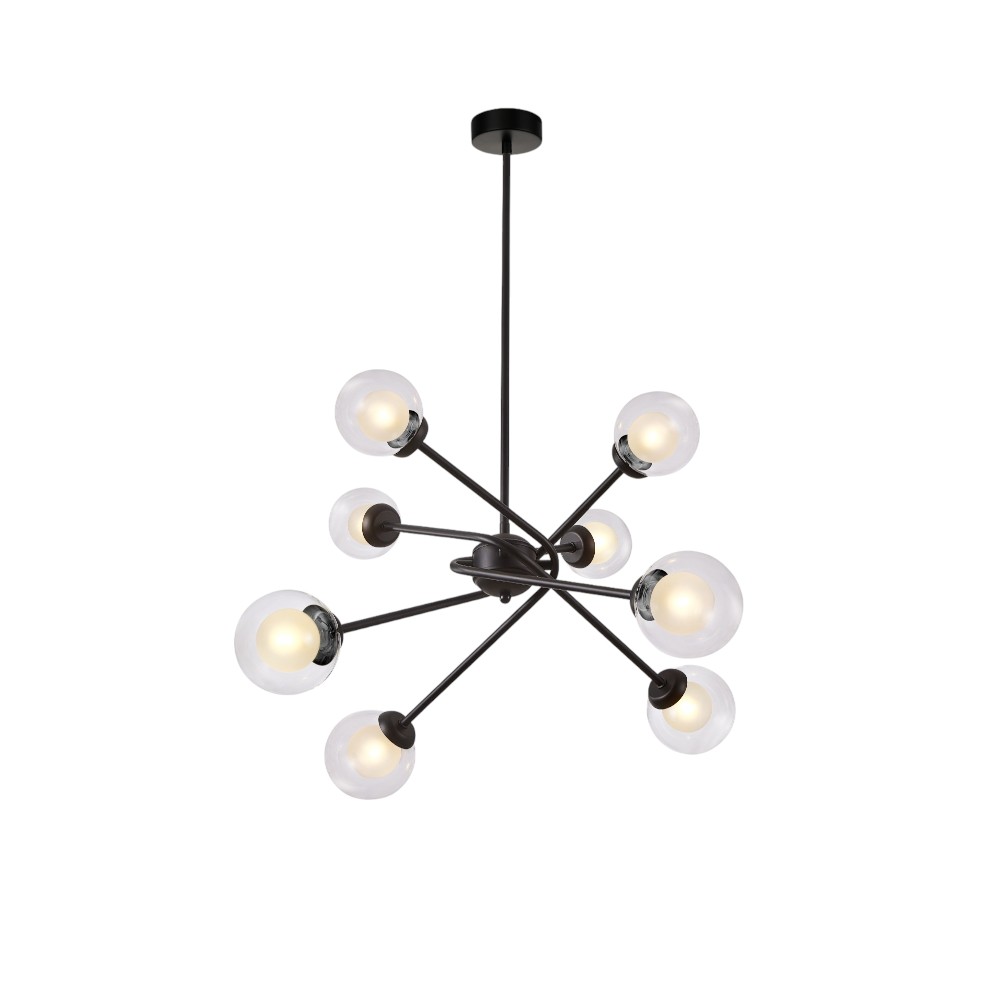 Lámpara colgante 8xG9 Simy black vidrios clear