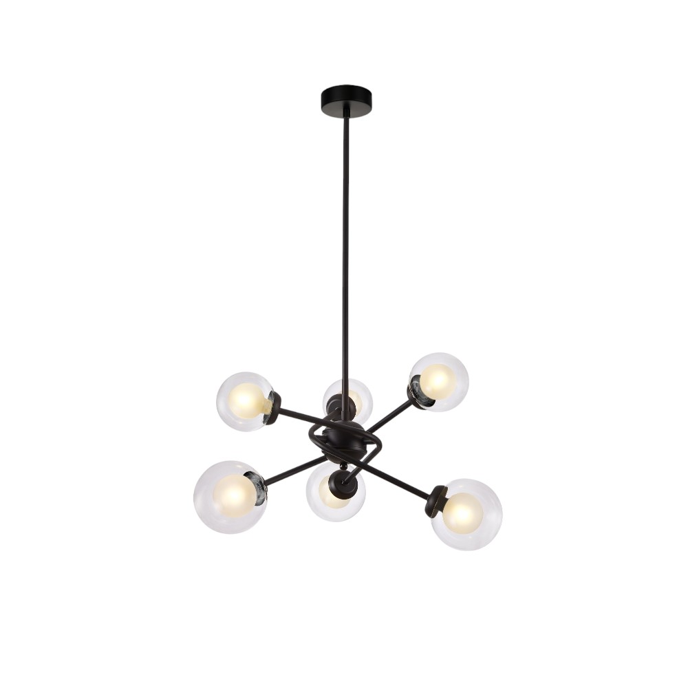 Lámpara colgante 6xG9 Simy black vidrios clear