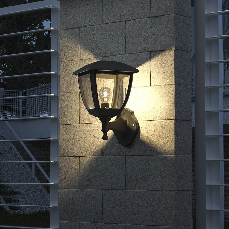 Farol de pared moderno negro IP44