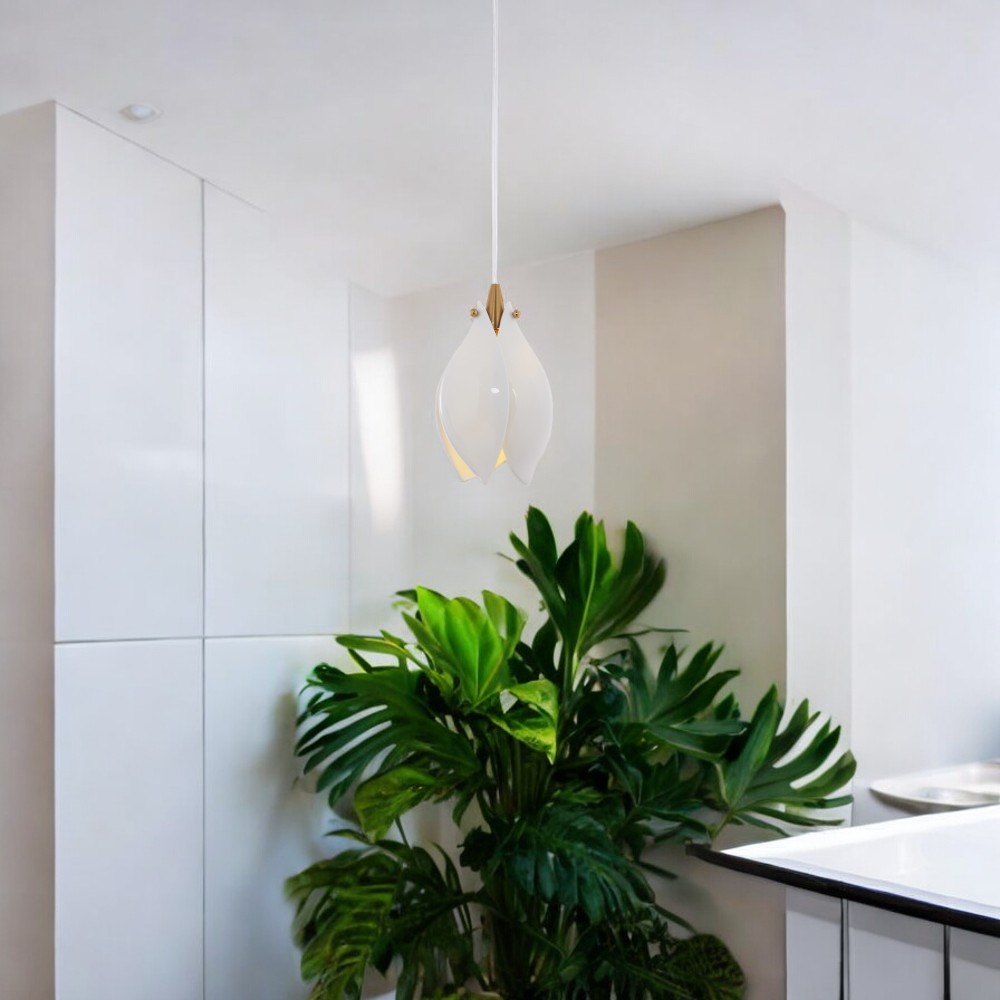 Lámpara colgante G9 Tulip de ceramica blanca