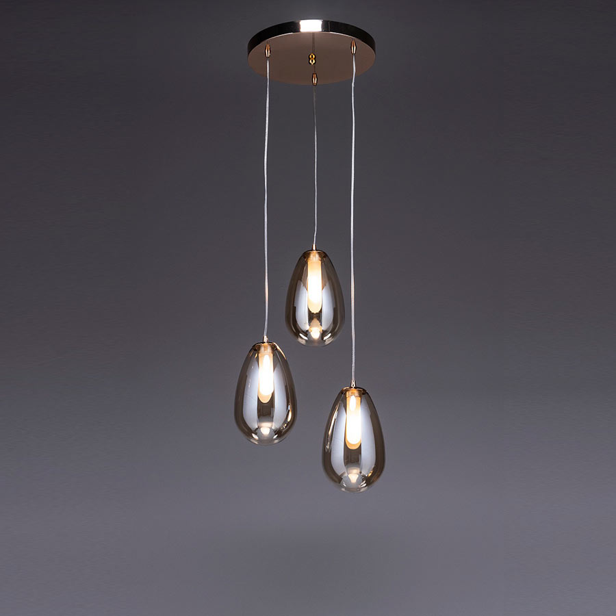 Lampara colgante 3xG9 Satomi tulipas de vidrio ámbar