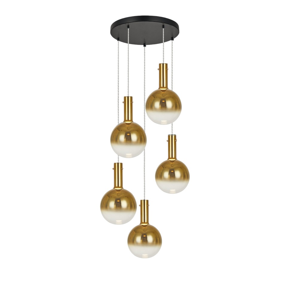 Lámpara colgante 5xE14 Gradient round tulipas vidrio dorado