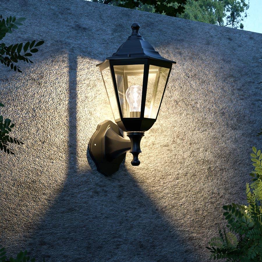 Farol de pared clásico negro IP55