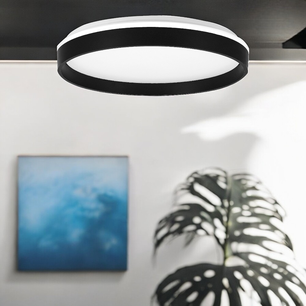 Plafón  led sobrepuesto bidireccional negro con 3CCT