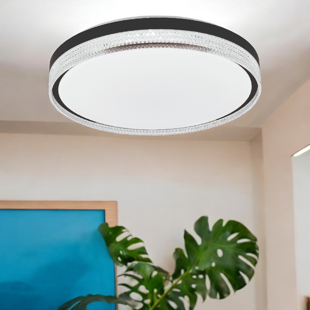 Plafón led 60W de metal negro/acrilico con 3CCT