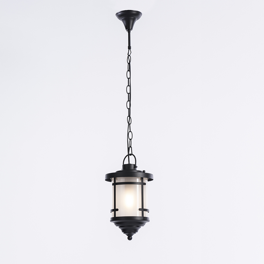 FAROL DE EXTERIOR COLGANTE NEGRO DISEÑO LÍNEAS 1L E27 20X20X36.5 CM.