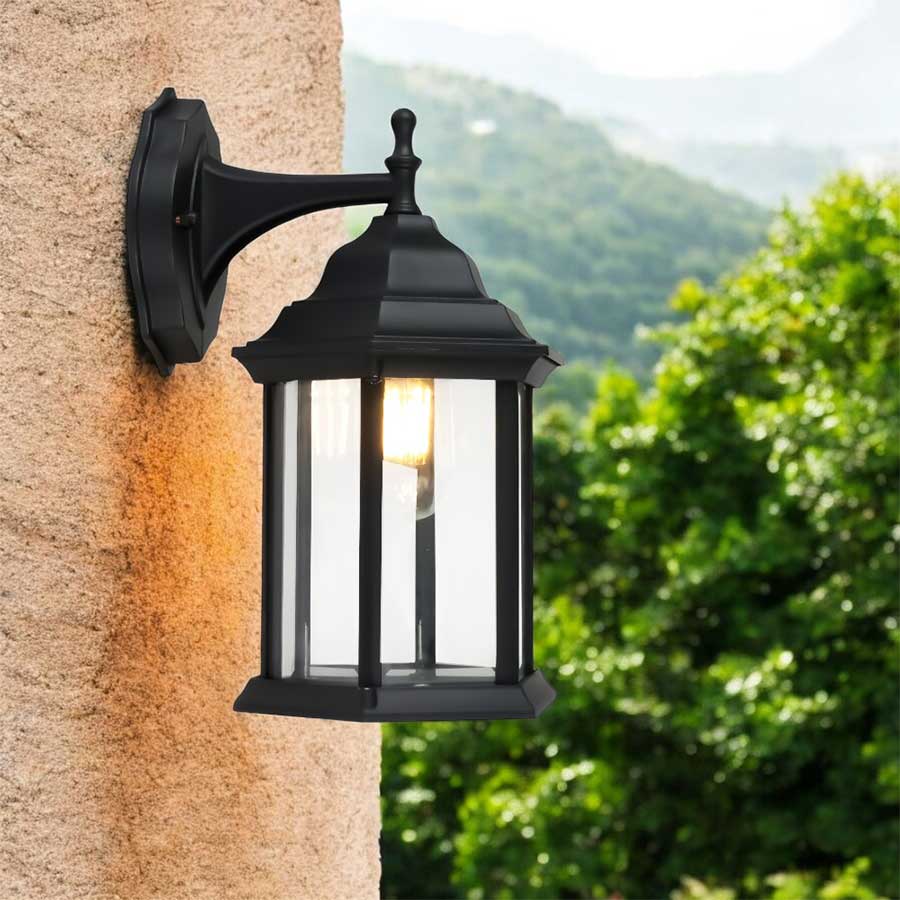 Lámpara de pared farol Valencia de exterior negra