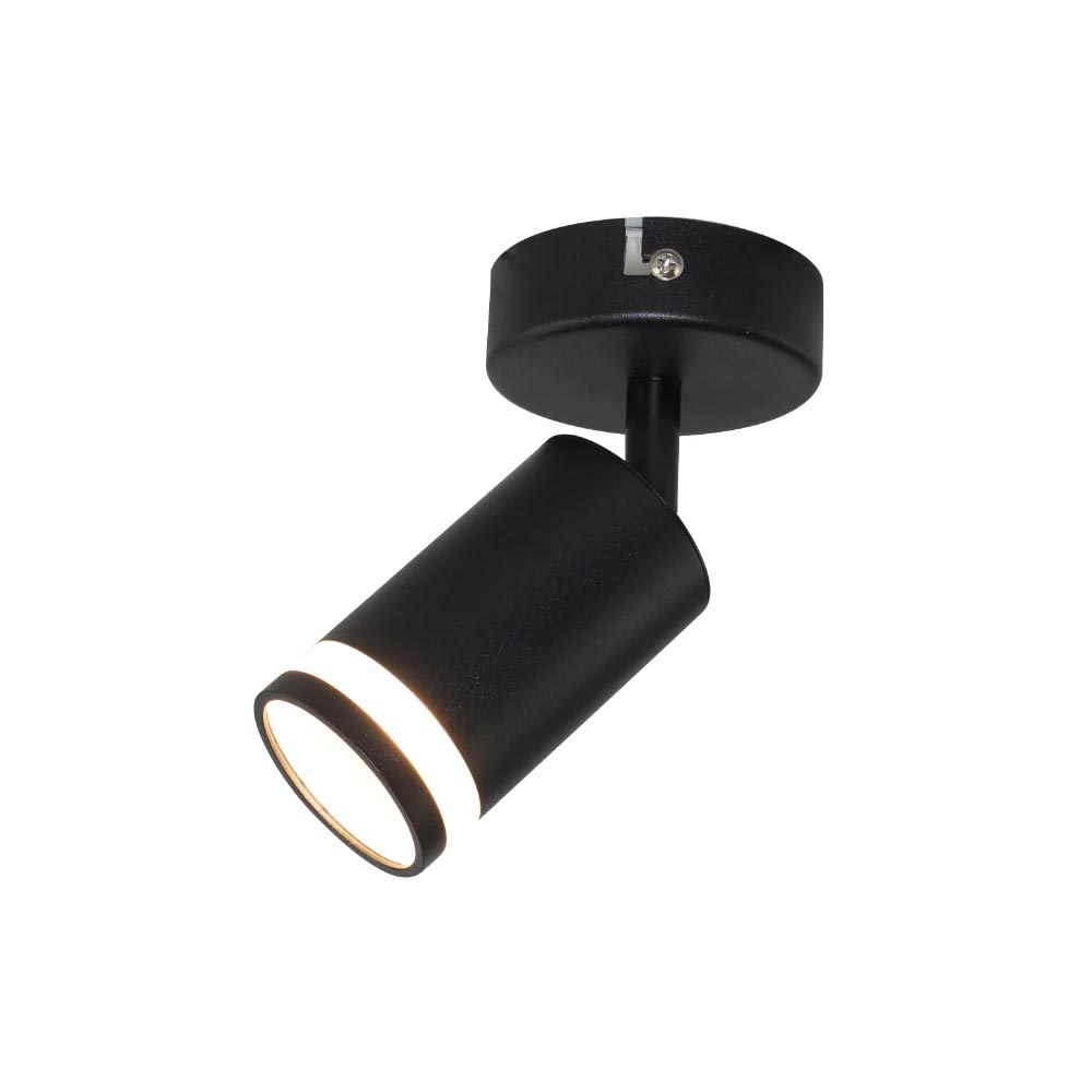 Spot sobrepuesto dirigible Derek negro para foco GU10