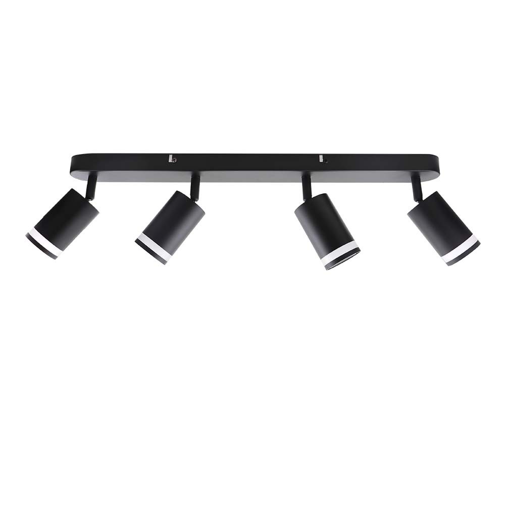 Spot cuadruple sobrepuesto dirigible negro para focos GU10