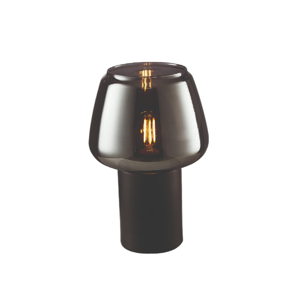 Lampara de mesa E27 Maximus de vidrio ahumado 24cm