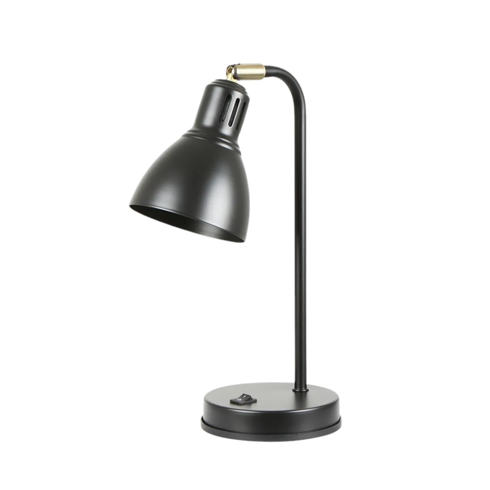 Lámpara de escritorio E14 Nabila negra 33cm switch en base