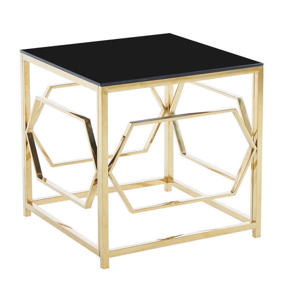 Mesa auxiliar Praga dorada top negro