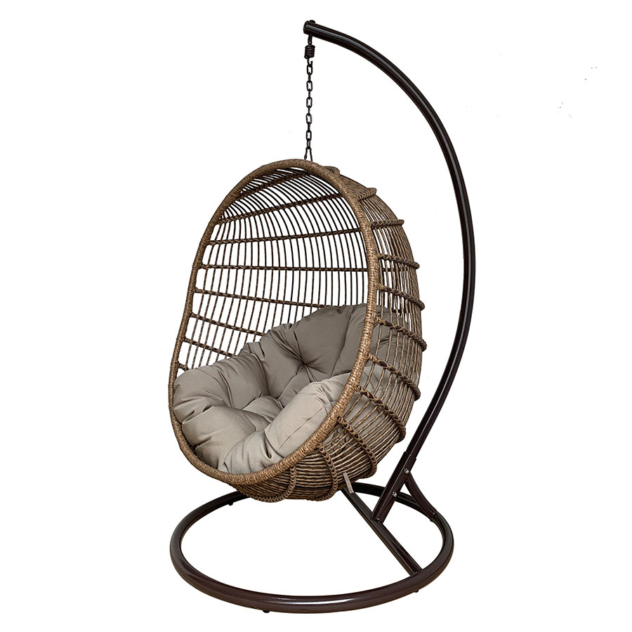 Columpio Bubble de polyrattan cafe con base