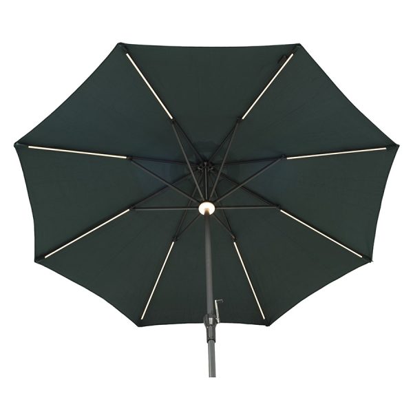 Parasol tela UV50 verde oscuro con led Ø270cm