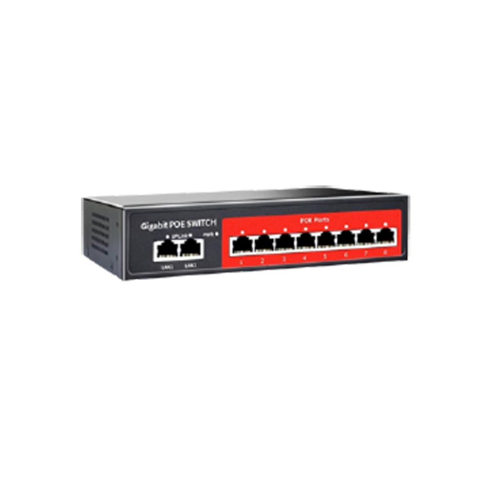 SWITCH POE AI 8 PUERTOS POE 96W MAX 2 PUERTOS UPLINK 802.3AF 100MBPS NO ADMIN