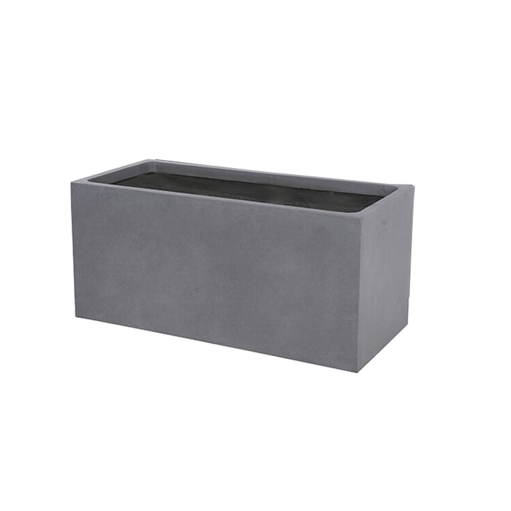 Macetero rectangular de fibra mineral gris 80x37cm