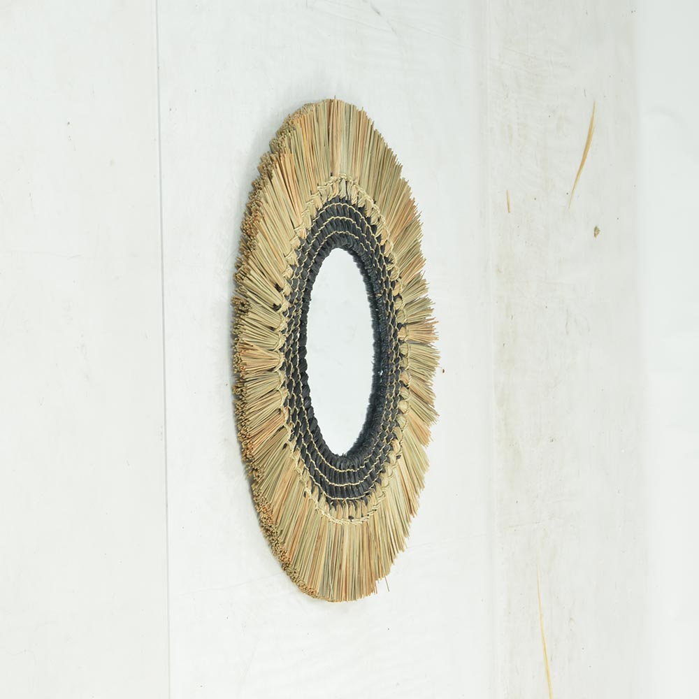 Espejo circular Baskara natural/negro 70cm