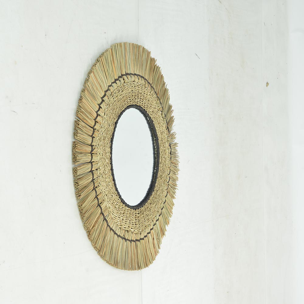Espejo circular Baskara natural/beige 70cm