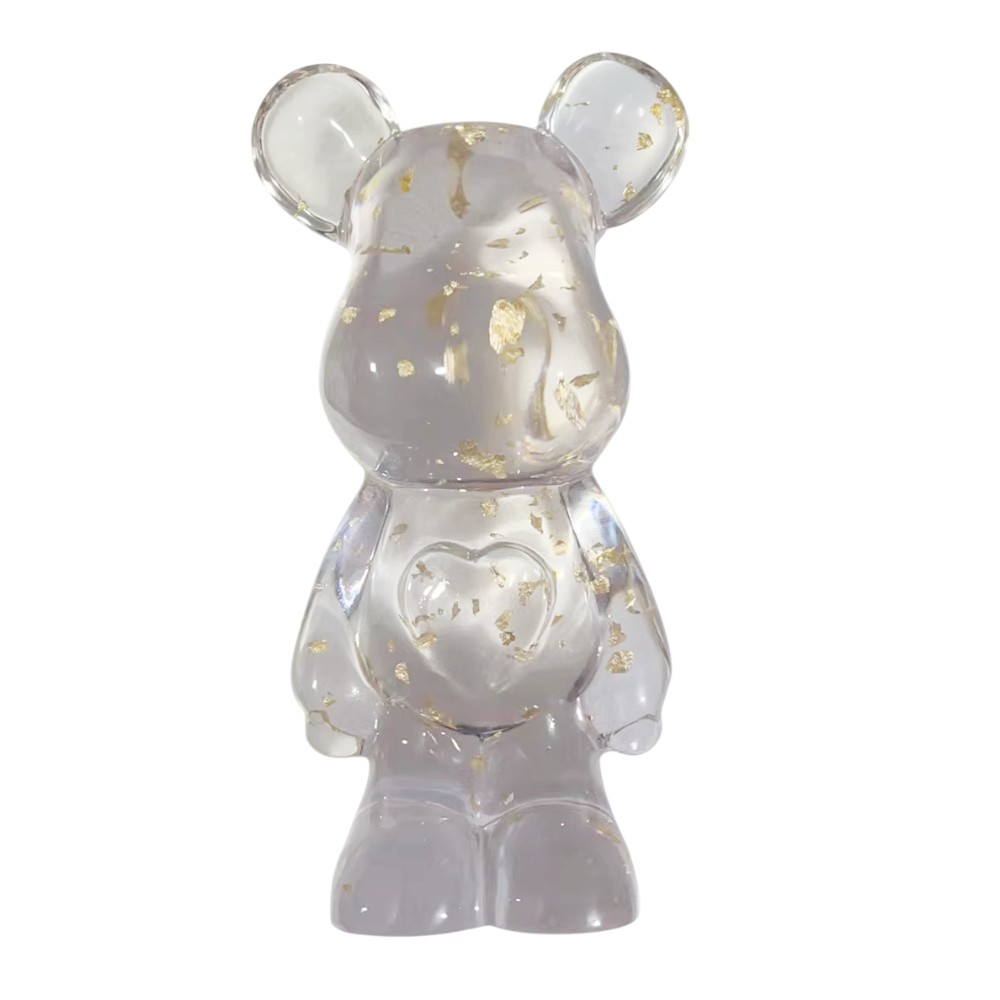 Adorno Bearbrick traslucido destellos dorados 20cm