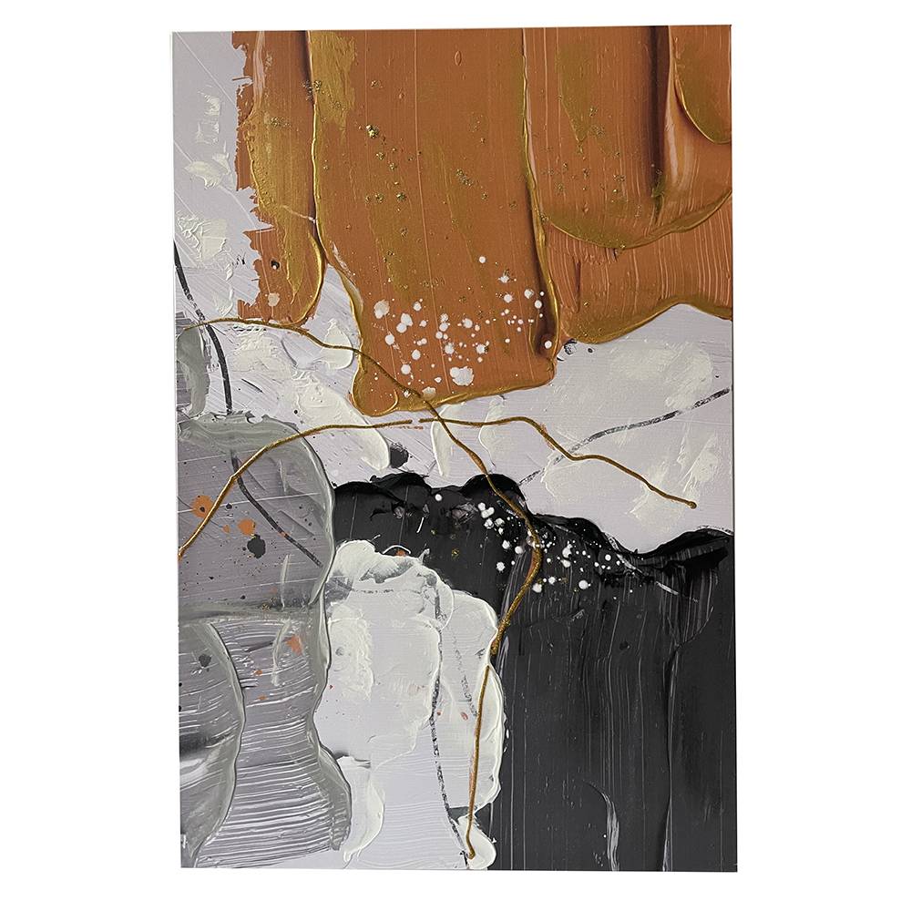 Lienzo abstracto naranja/negro/blanco/gris