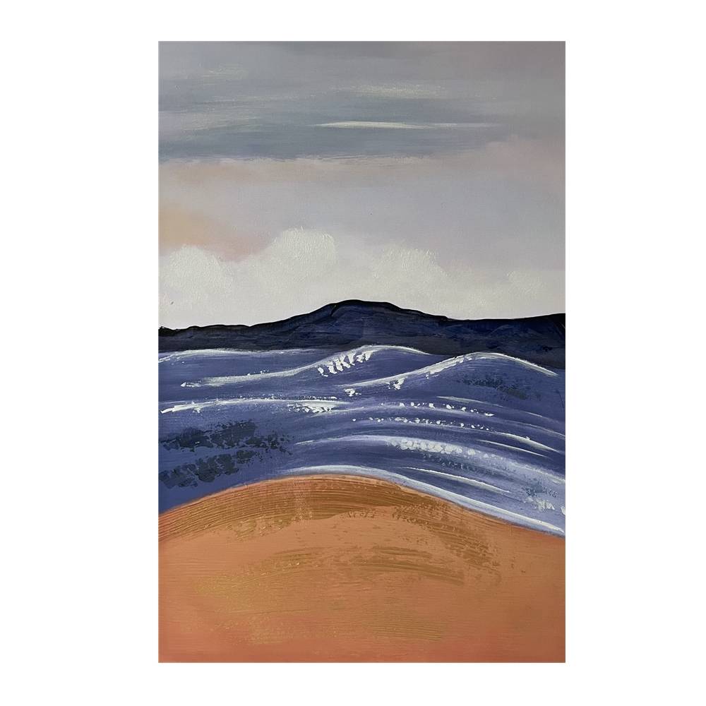 Lienzo La Playa II naranja/azul/blanco