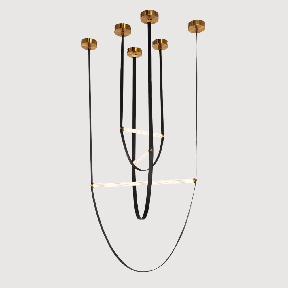 Lámpara led doble altura set x3 correas black con luz cálida