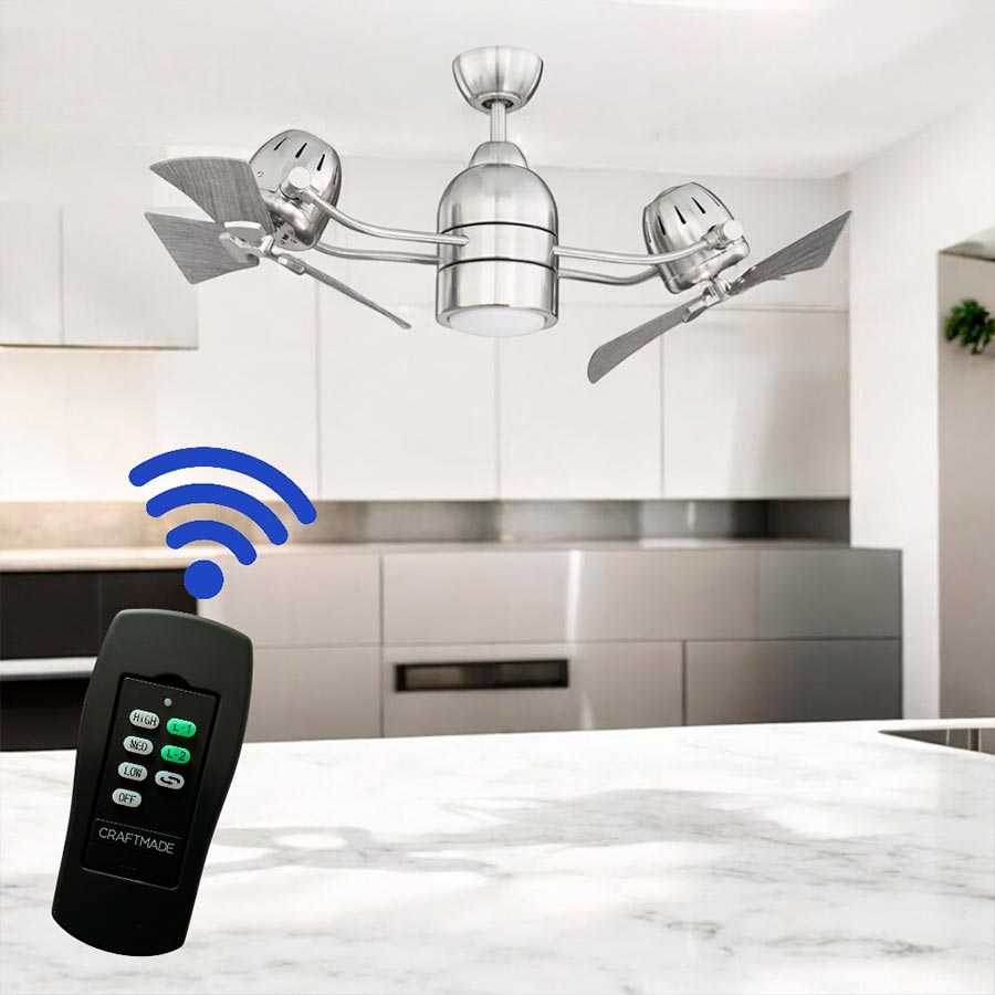 Ventilador de tumbado Bellows Duo nickel c/rotación