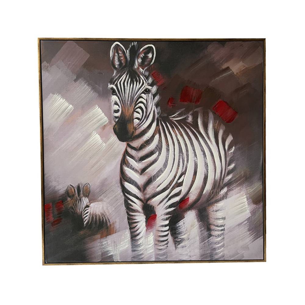 Lienzo baby zebra con marco negro/blanco/rojo