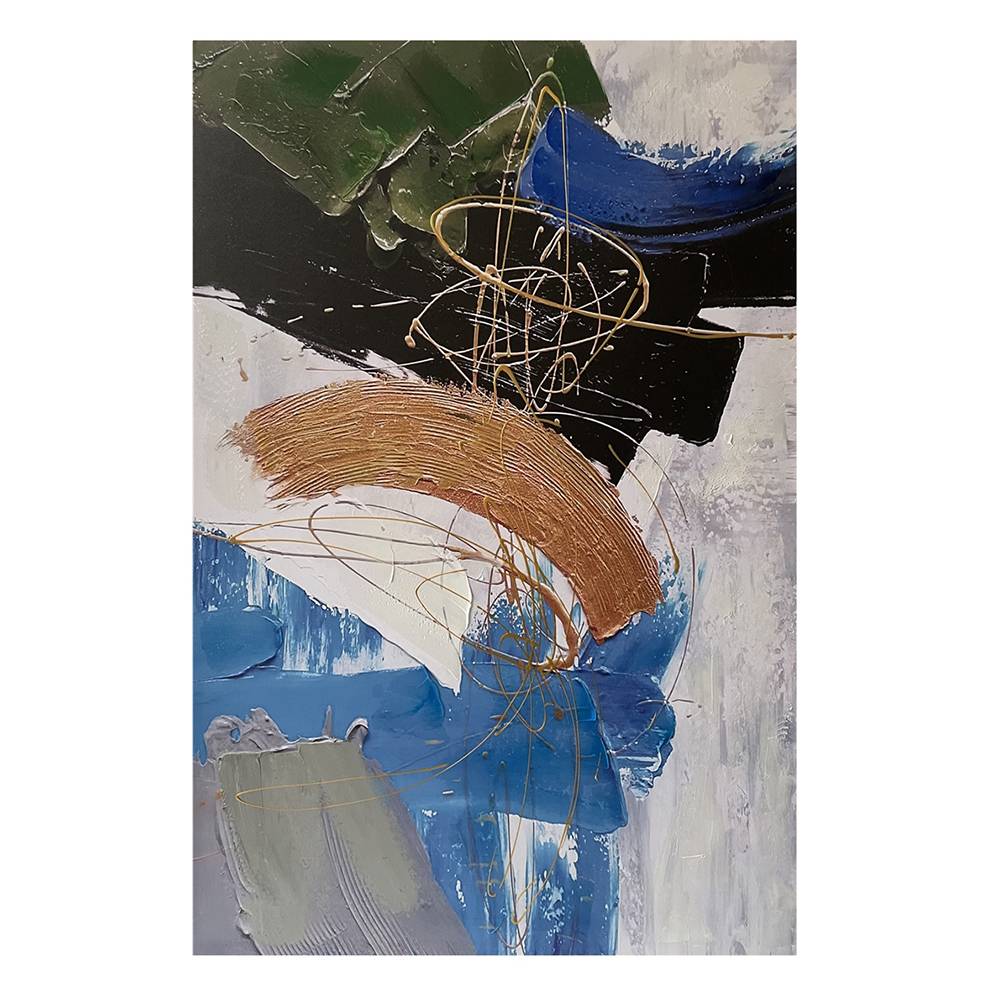 Lienzo Composición I azul/negro/naranja