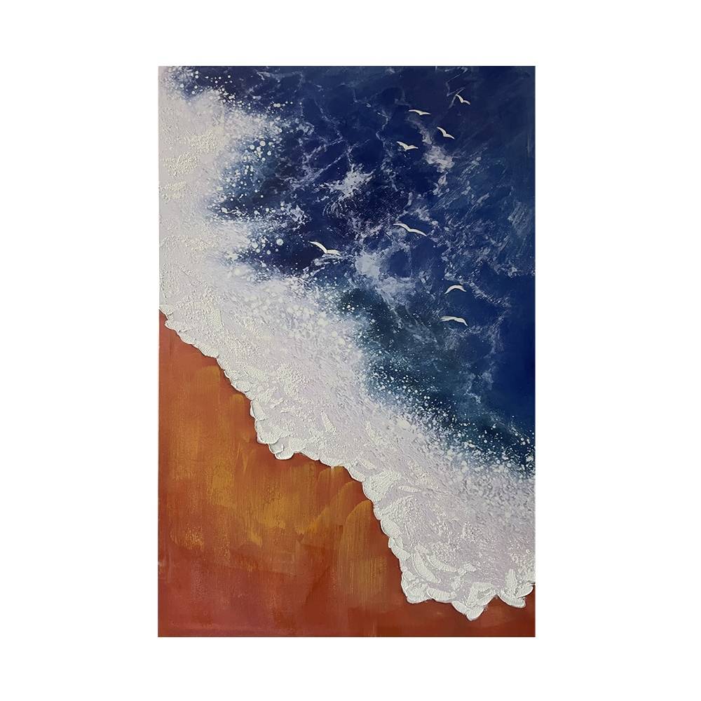 Lienzo La Playa naranja/azul/blanco