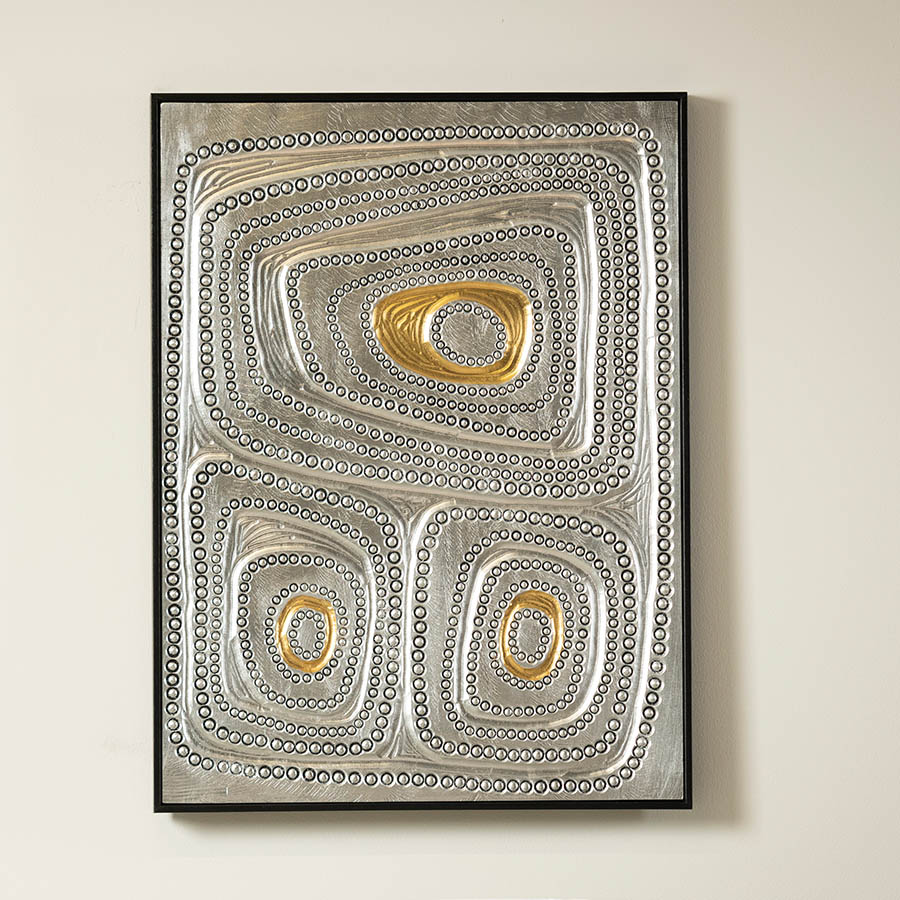 Cuadro rectangular plateado aplique dorado ll