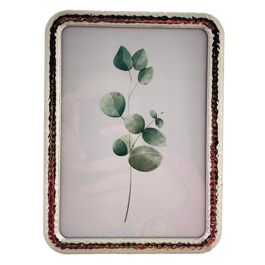 Portarretrato 6x7" de marco tamboreado plateado