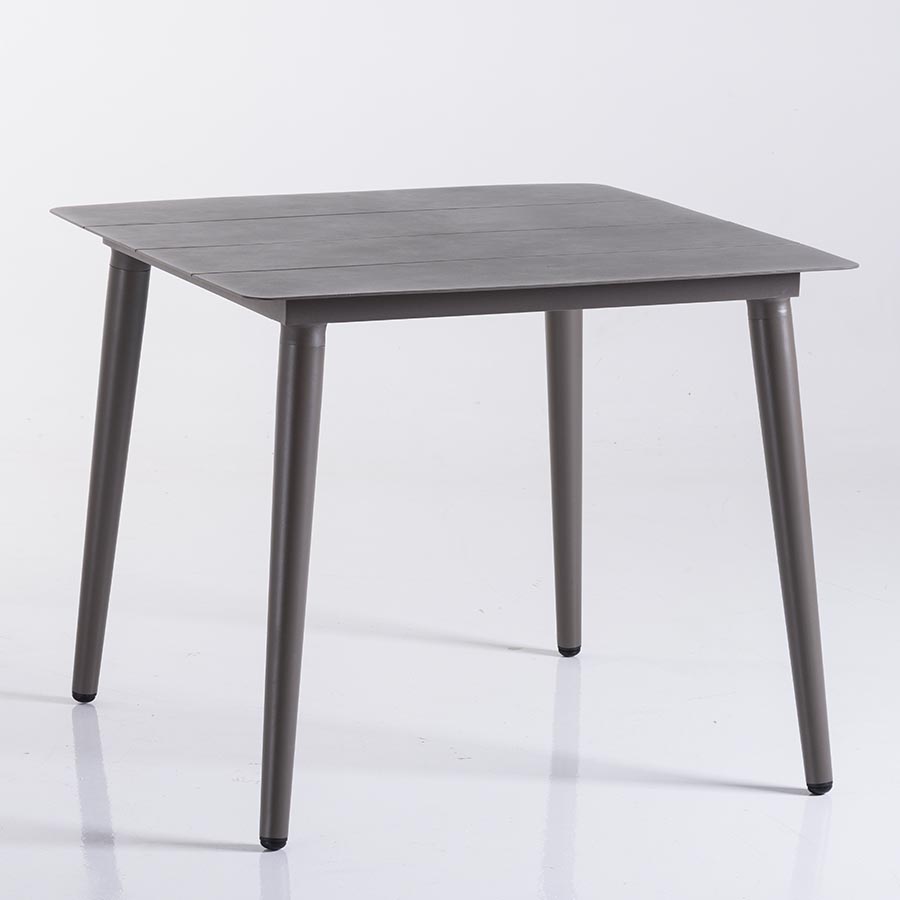 Mesa de comedor de exterior cuadrada gris 4 puestos